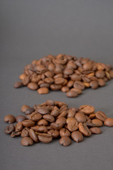 Roasted coffee on  brown background