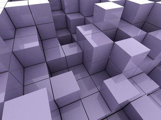 3d illustration of violet cubes