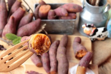 Fototapeta na wymiar sweet potato boiled with of sugar delicious.