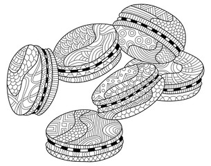 Zentangle Macarons Coloring Page - 102338675