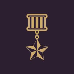 The medal icon. honor symbol. Flat