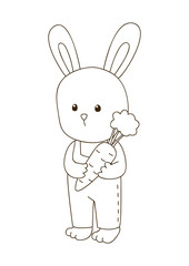 Cute cartoon bunny for coloring book