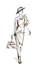 Fashion model. Sketch.