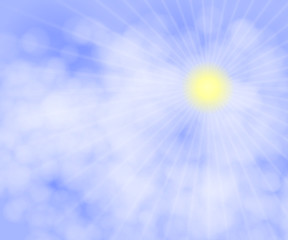 Abstact vector background. Bokeh sky and sun.