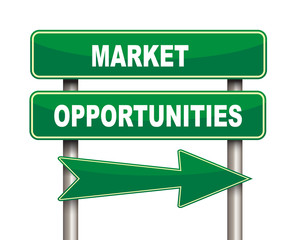 Market opportunities green road sign