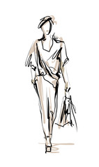 Fashion model. Sketch.