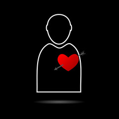 man icon with heart illustration