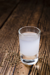 Frozen Ouzo in a shot glass