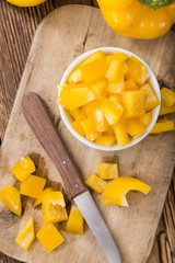 Portion of yellow Peppers (sliced)