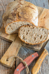 Fresh homemade bread. View from above.