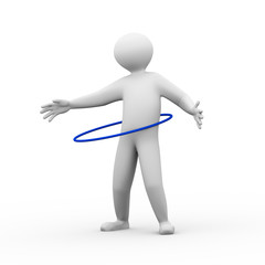 3d person plays hula hoop exercise