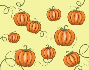Pumpkins pattern background. Vector