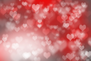 Abstract illustration heart bokeh light on red background