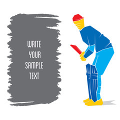 cricket player ready position to hit the ball , paint board for write your text design