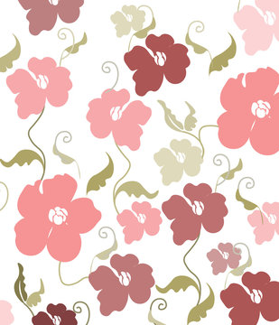 Poppy flowers colorful pattern. Vector