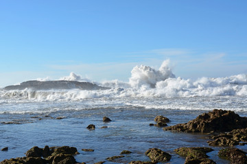 Essaouira, Morocco -  January 6, 2016: Atlantic coast near Essaouira
