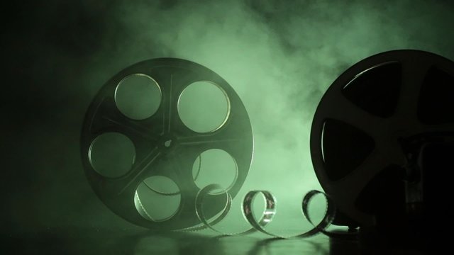 Reel of film with smoke and backlight