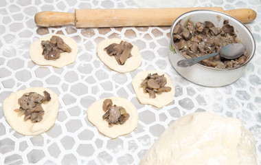 cooking cakes of the dough in the kitchen