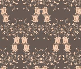 Tulips flowers texture pattern background. Vector