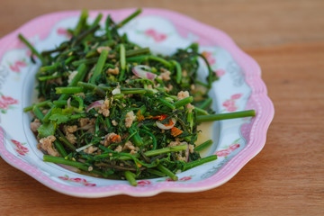 Vegetable fern spicy salad