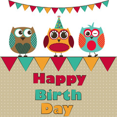 birthday owl girls vector