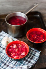 Traditional Romanian sour vegetable soup - borsch