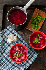 Traditional Romanian sour vegetable soup - borsch