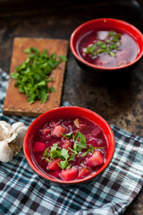 Traditional Romanian sour vegetable soup - borsch
