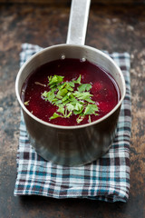 Traditional Romanian sour vegetable soup - borsch