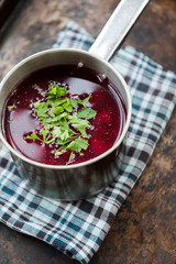 Traditional Romanian sour vegetable soup - borsch