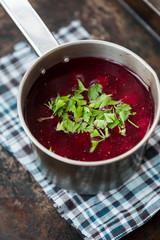 Traditional Romanian sour vegetable soup - borsch
