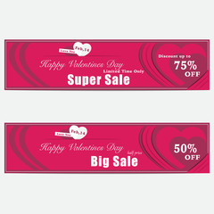 valentine discount red banners