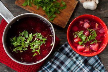 Traditional Romanian sour vegetable soup - borsch