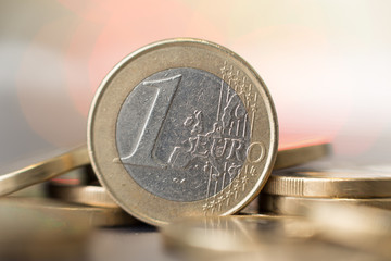 Close up of a one euro coin