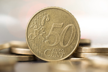 Close up of a fifty cent coin