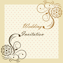 Wedding Invitation with rose ornaments. Vector