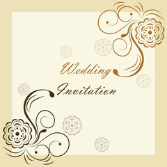 Wedding Invitation with rose ornaments. Vector