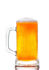 Mug with a fresh, cold beer