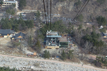 Cable car ride up to the mountains.