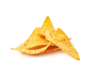Pile of tortilla chips isolated