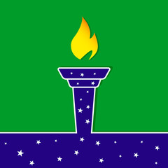 Burning torch icon.  Torch flame icons. Vector summer games. 