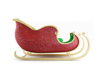 Santa Sleigh 3d Illustrations on a white background