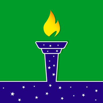 Burning Torch Icon.  Torch Flame Icons. Vector Summer Games. 