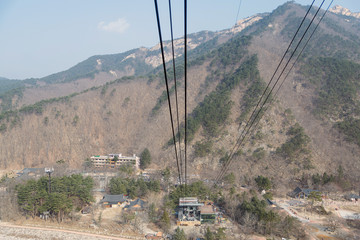 Cable car ride up to the mountains.
