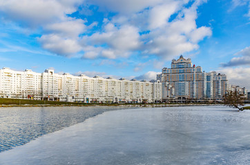 Svisloch River flows in Minsk and creates scenic spots. Belarus.