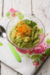 cream with avocado and carrots