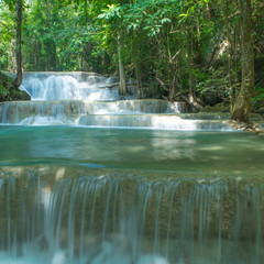 Fototapety  Beautiful and Breathtaking waterfall,Huay Mae Kamin, Located at the Kanchanaburi province, Thailand