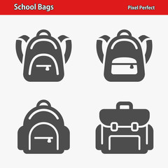 School Bags Icons. Professional, pixel perfect icons optimized for both large and small resolutions. EPS 8 format.