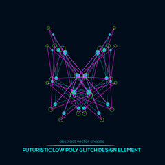 Abstract vector polygonal futuristic shapes. Glitch design.