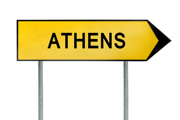 Yellow street concept sign Athens isolated on white